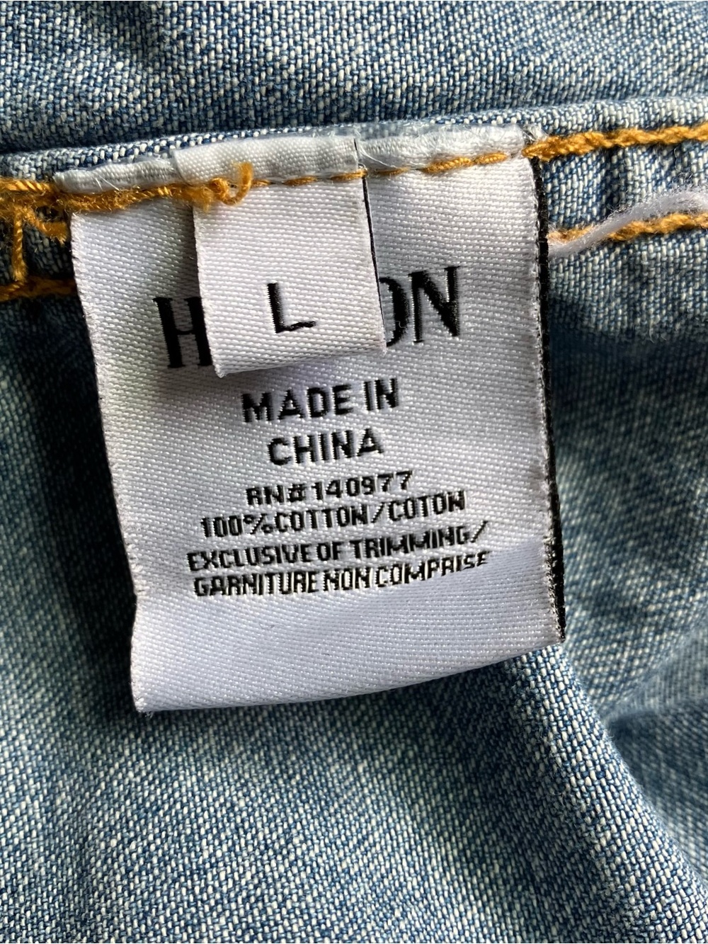 Hudson Denim Shirt Sleeveless Distressed Button Front Western Mini Dress - Picture 6 of 11